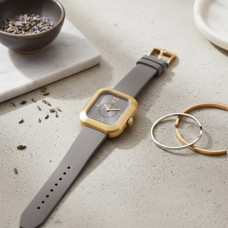 Custom Logo Simple Fashion Casual Women's Watch Quartz Movement Alloy Case Silicone Band 3ATM Water Resistant Modern - Virtue