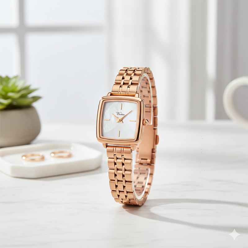 Virtue Square Women's Quartz Watches Elegant Luxury Stainless Steel Bracelet with Simple Strap Ladies Fashion Relojes for Girl - Virtue