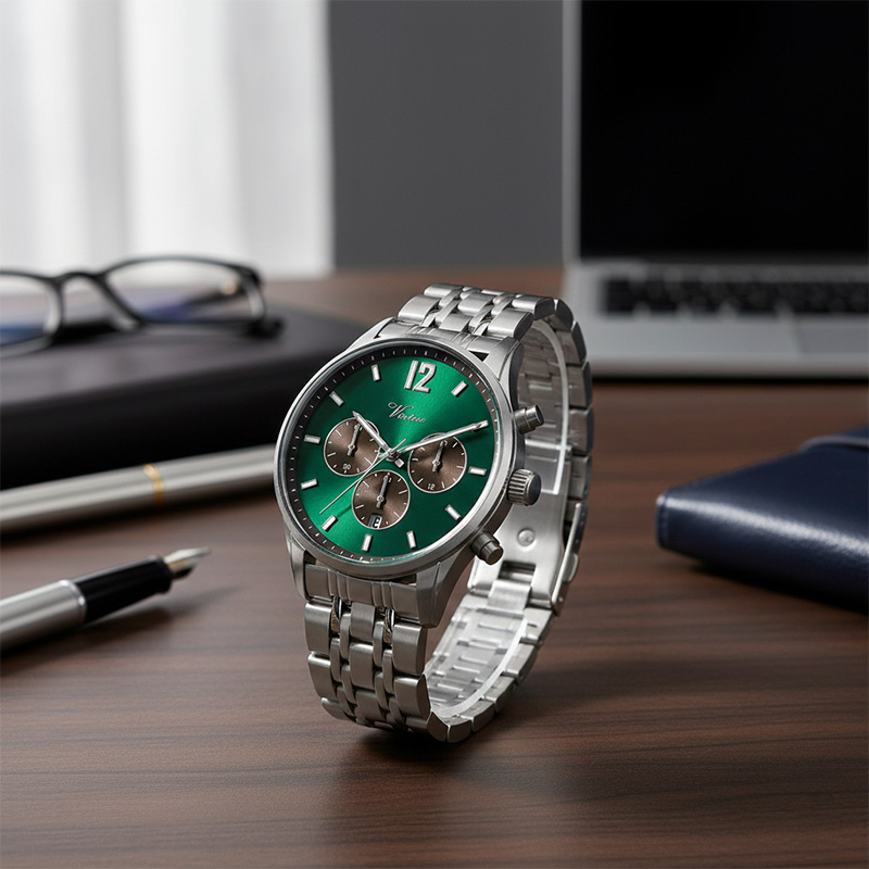 Luxury Business Wristwatch New 3-Eyes Calendar Dial Window Hot Fashion Glass Digital Quartz Movement Simple Style Pointer - Virtue