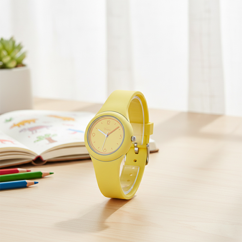 Fashionable Candy-Colored Silicone Strap Alloy Case Water Resistant Student Style Fashion Quartz Watches Gifts - Virtue