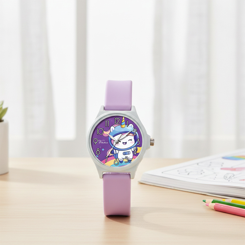 Quartz Watch for Kids Customizable Children's Watch Colorful Astronaut Cartoon Design Kid Fashionable Alloy Band Glass - Virtue
