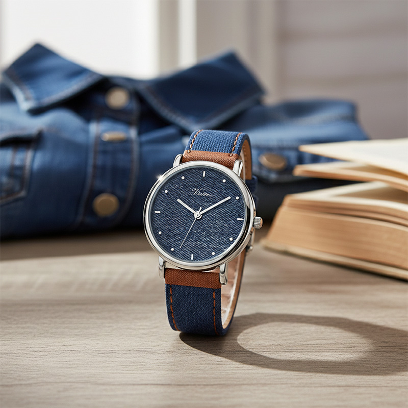 Waterproof Analog Quartz Watches Minimalist Design Denim Leather Wristwatches Casual Sport Analog - Virtue