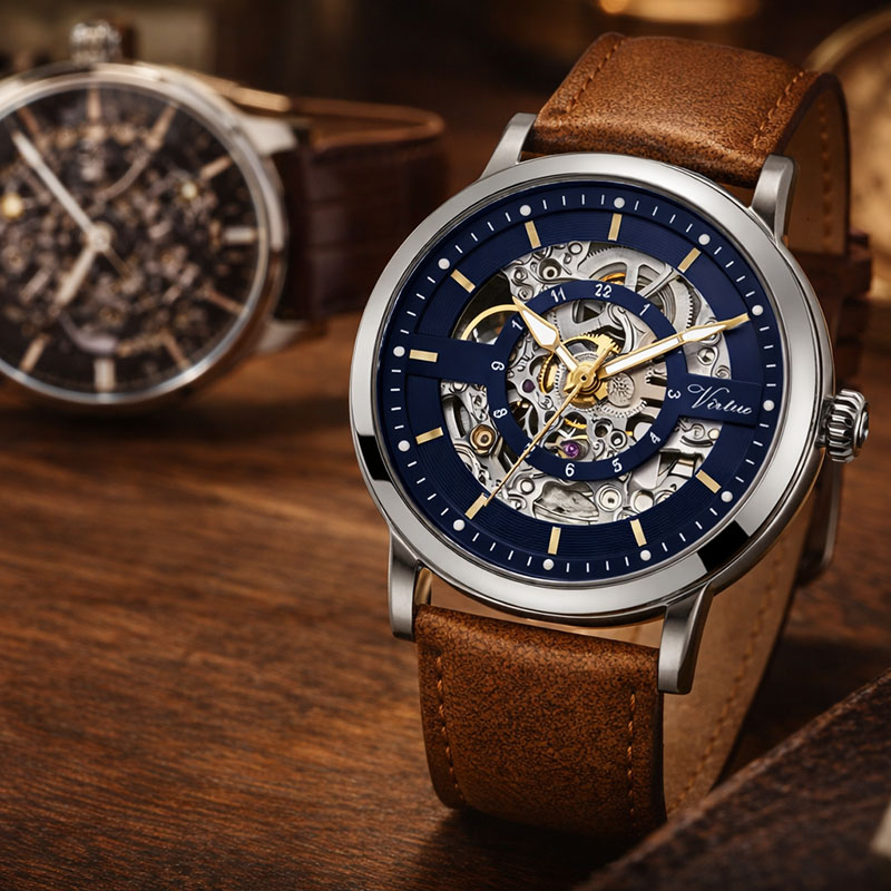 Genuine Leather Wristwatch Waterproof Multifunctional Fashion Men's Watches Automatic Mechanical Watch for Men - Virtue