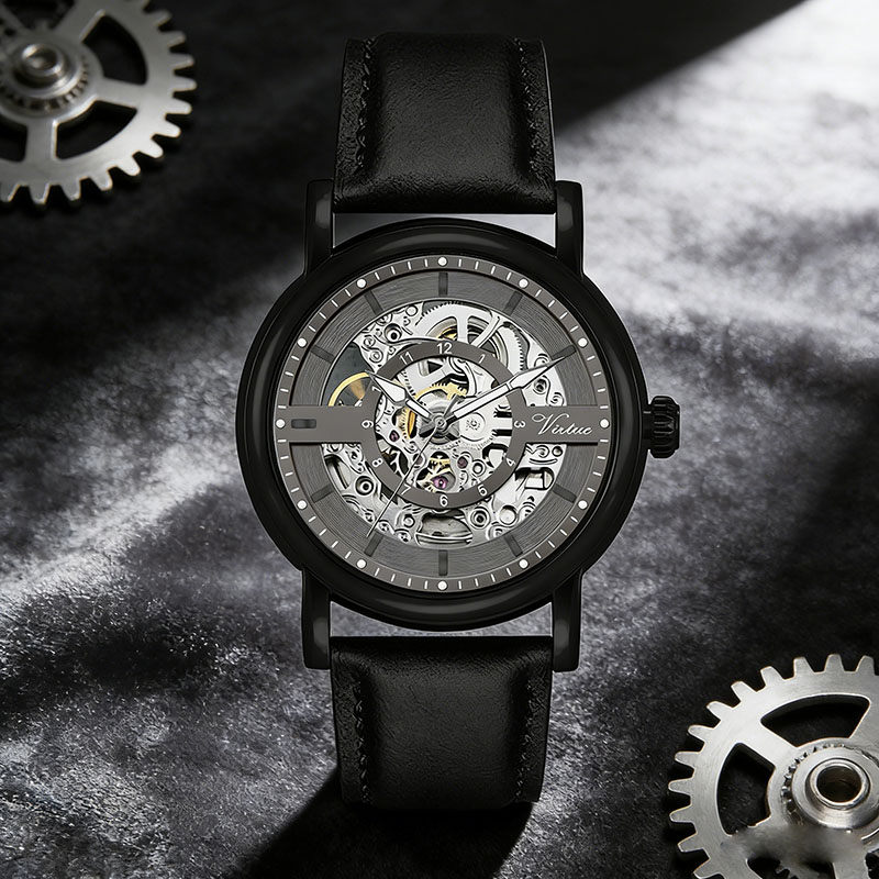 Sophisticated Automatic Watch: Genuine Leather Band for Men - Virtue