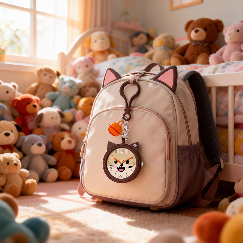 Cartoon Cat Quartz Movement Alloy Case 3ATM Water Resistant Pocket Watch for Kids Keychain OEM ODM - Virtue