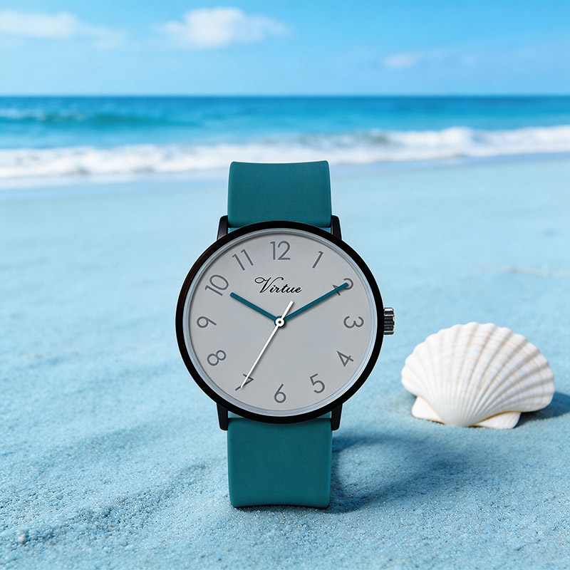Wholesale Alloy Watch Case with Silicone 40mm Band Quartz Movement Pointer Dial Minimalist Design - Virtue
