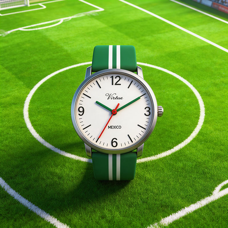 Mexico Green White Red Watch – National Flag Inspired Sport Wristwatch For World Cup Football Fans Silicone Strap - Virtue