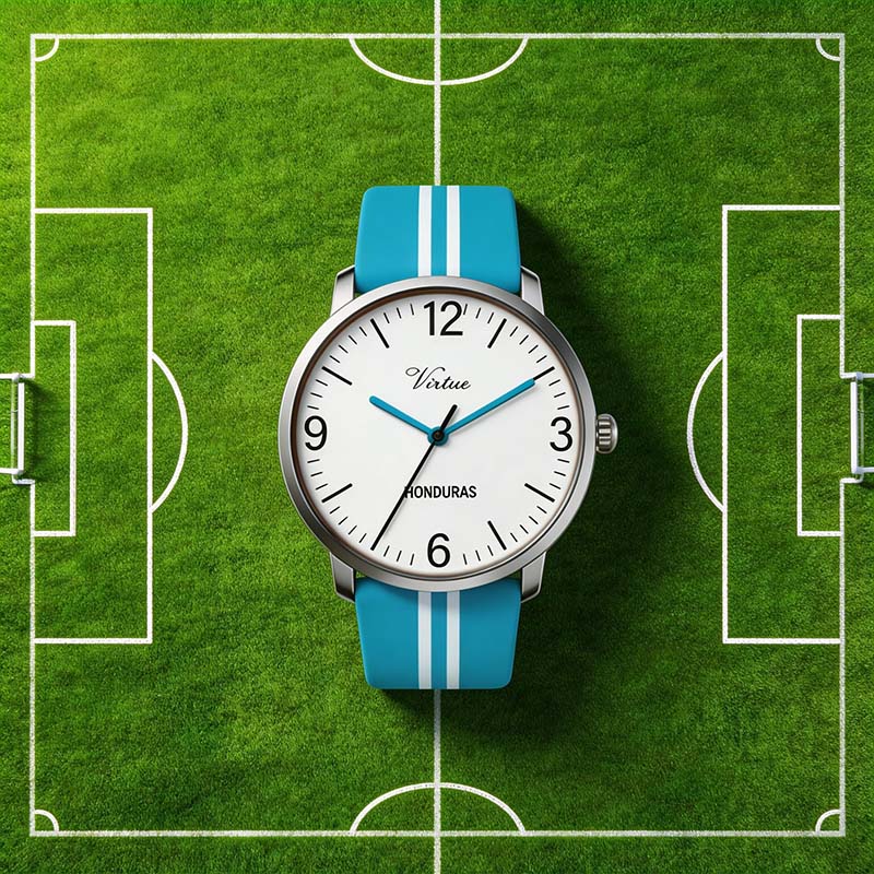 Honduras Light Blue White Stripe Watch – World Cup Soccer Fan Sport Watch Casual Silicone Strap Analog Watch - Virtue