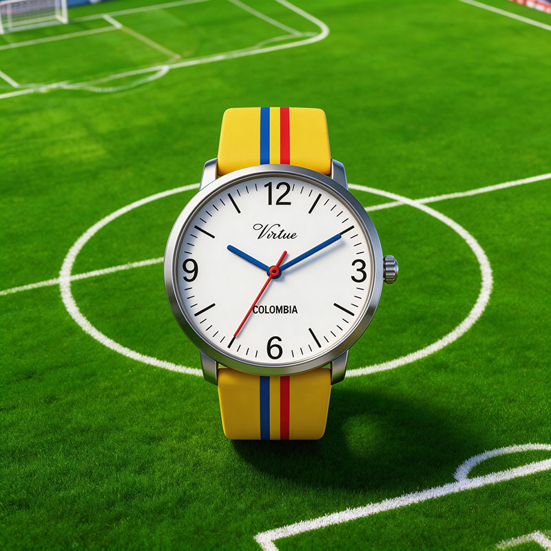 Colombia Yellow Blue Red Stripe Watch – Casual Sport Silicone Strap Wristwatch For World Cup Soccer Fan - Virtue