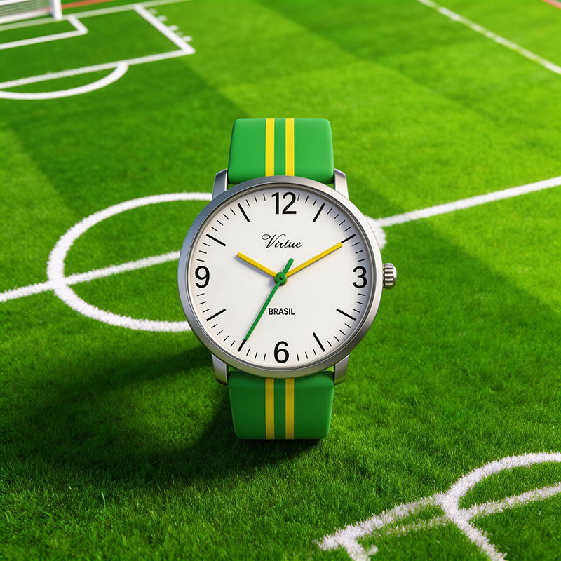 Brazil National Flag Color Watch – Green Yellow Blue Stripe Silicone Strap Sport Watch For World Cup Soccer Fans - Virtue
