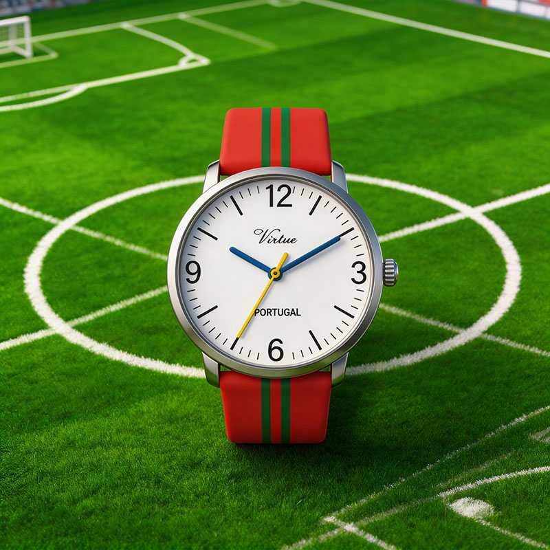 Portuguese Red and Green Stripes Watch – Casual Sport Silicone Strap Wristwatch For Football World Cup Fans - Virtue