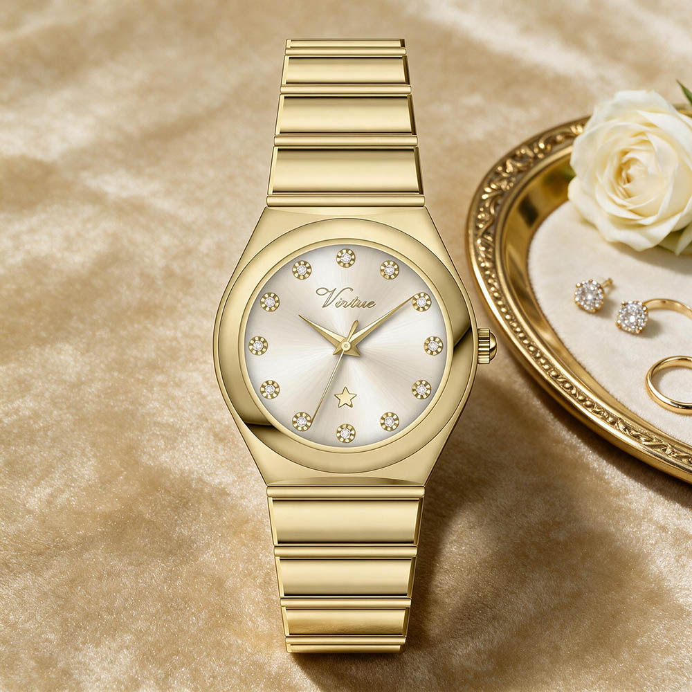 Fashion Quartz Watch for Women with Decorative Dial and Metal Strap - Virtue